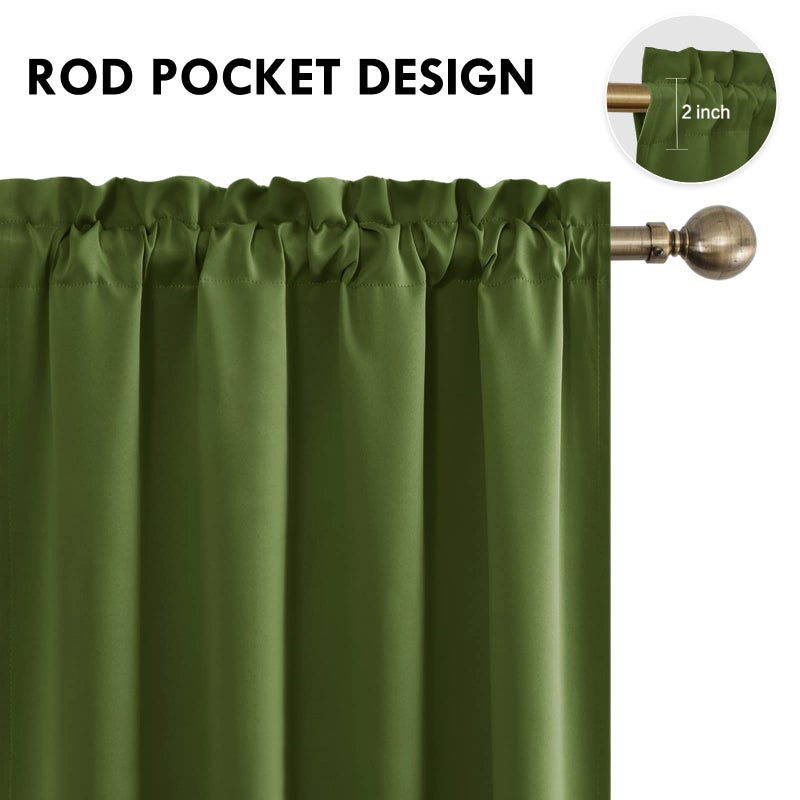 DWCN Olive Green Room Darkening Blackout Curtains - Thermal Insulated Privacy Energy Saving Window Curtain Drapes 52 x 45 inch Length, Set of 2 Bedroom Living Room Curtains - Image 4